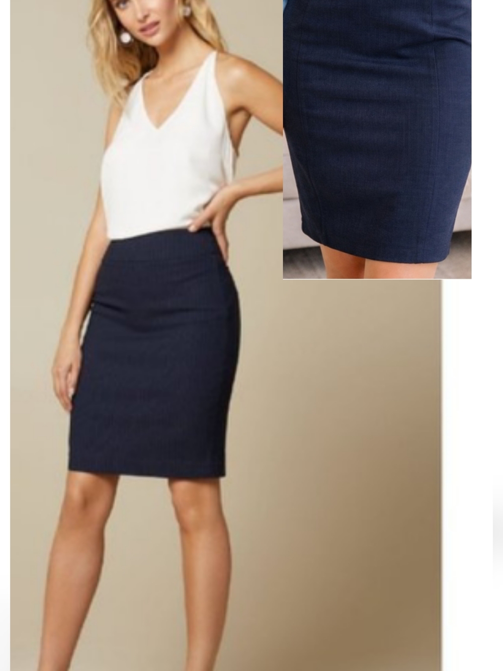 LOFT Classic Navy Pencil Skirt - Women's Tailored Workwear XS Petite